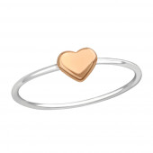Inel din argint cu inimioara placata cu aur roz 14K model DiAmanti DIA38314